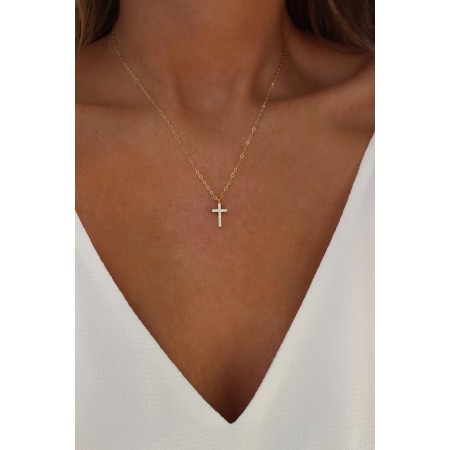 Сребърнo колие кръст с камъни Swarovski