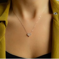 Сребърнo колие Heart Swarovski