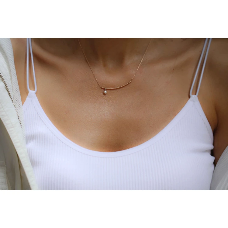Сребърнo колие Line Pearl 