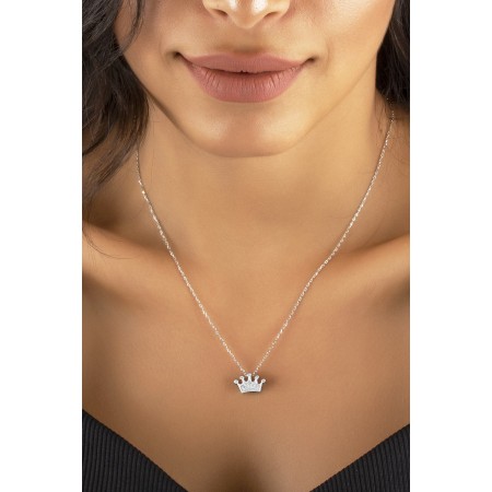Сребърно колие Crown
