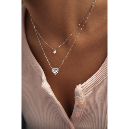 Сребърно двойно колие Heart