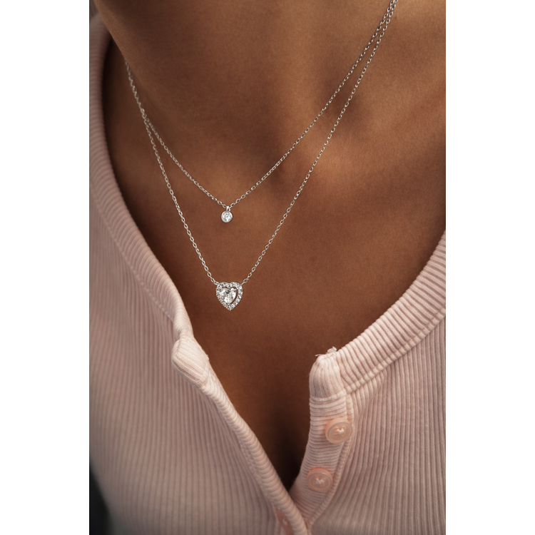 Сребърно двойно колие Ball Chain - Колиета