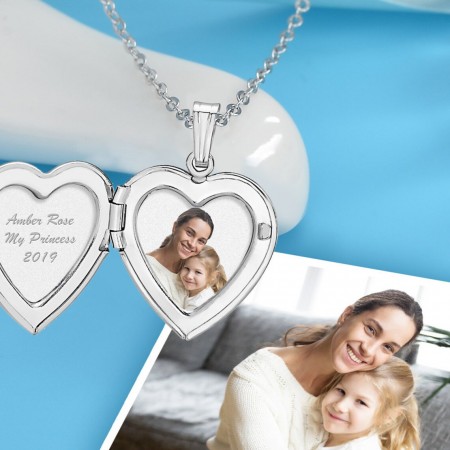 Сребърно колие Heart Photo Locket