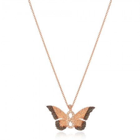 Сребърно колие Infinity Butterfly