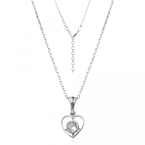 Сребърно колие Heart Line