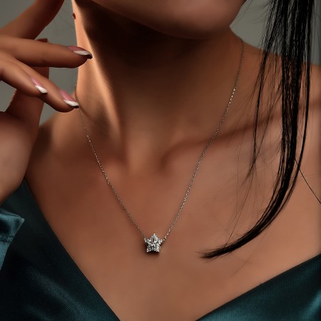 Сребърно колие Luxury star