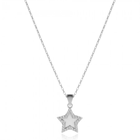 Сребърно колие Polished Star