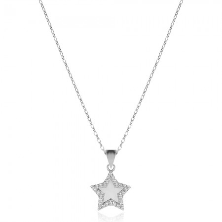 Сребърно колие Polished Star