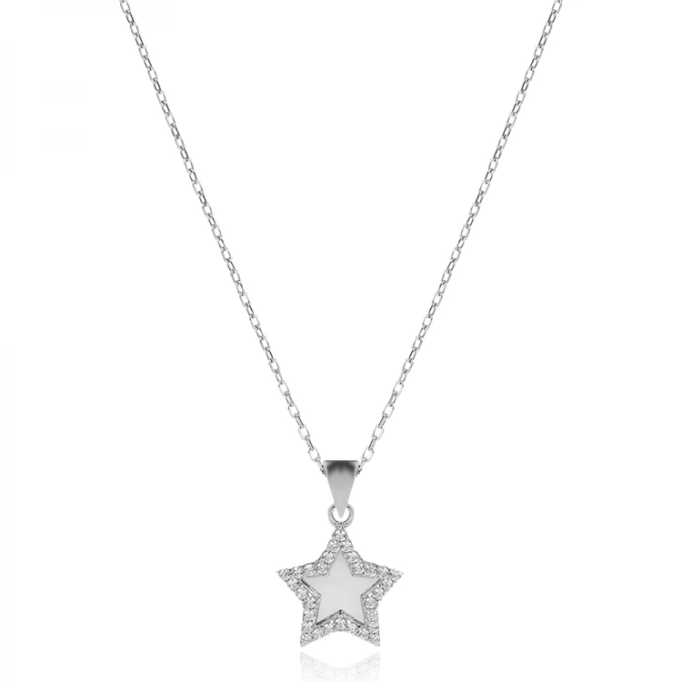 Сребърно колие Polished Star