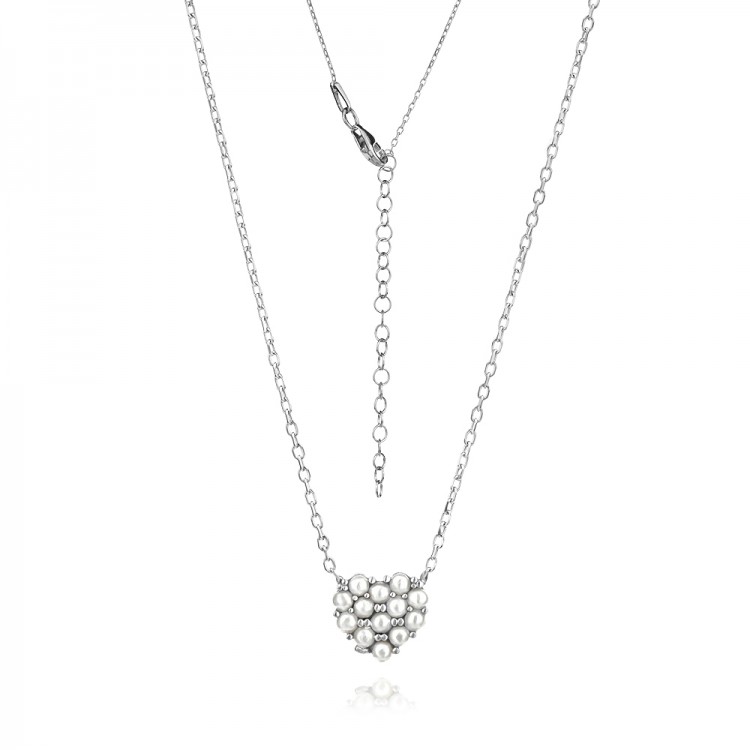 Сребърно колие Pearl Heart - Black Friday