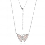 Сребърно Колие Pink Butterfly