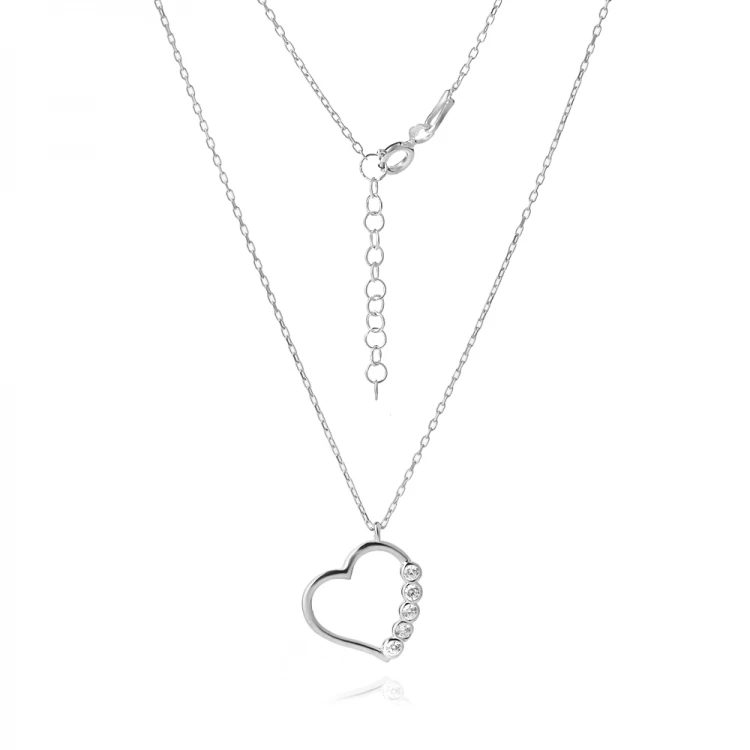 Сребърно колие Heart Line