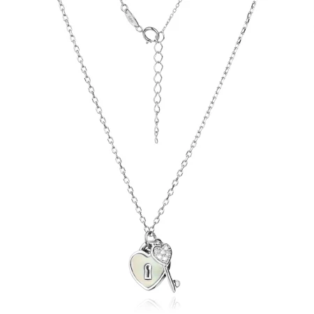 Сребърно колие Key Heart 