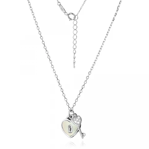 Сребърно колие Key Heart 
