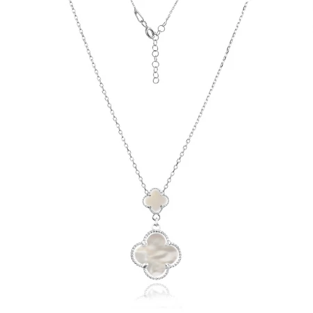 Сребърно колие Two Clover