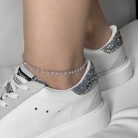 Сребърна гривна за крак Mega Stone