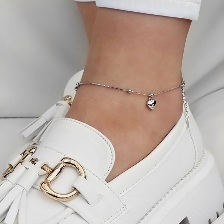 Сребърна гривна за крак Central Stone Crown Сребърна гривна за крак Central Stone Crown