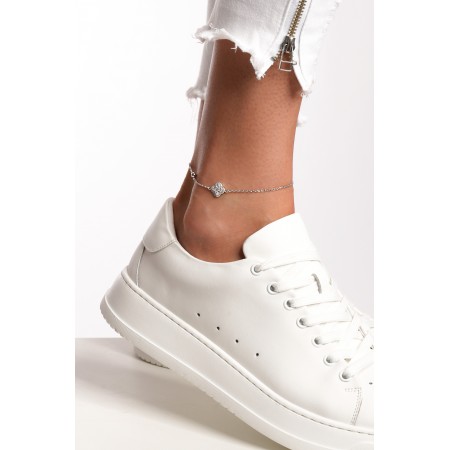 Сребърна гривна за крак Clover