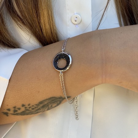 Сребърна гривна Black Circle