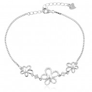 Сребърнa гривна с перли Flower