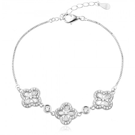 Сребърнa гривна Flower Clover