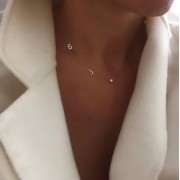Златно колие с две букви и циркон