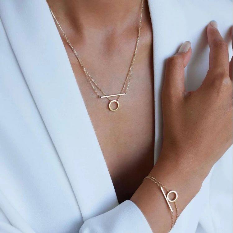 Златна двойна гривна Lux Circle Златна двойна гривна Lux Circle