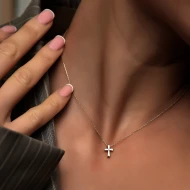 Златно Колие Mini Cross Stone Златно Колие Mini Cross Stone