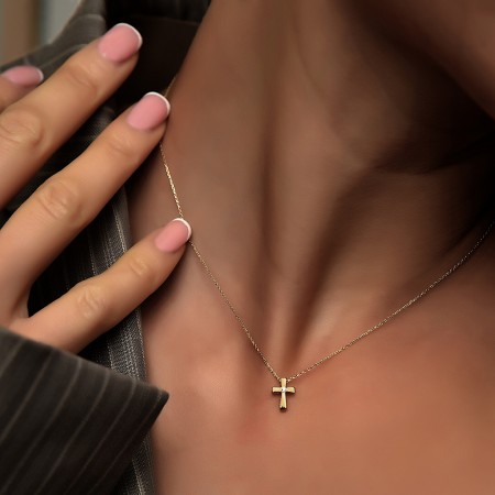 Златно Колие Mini Cross Stone Златно Колие Mini Cross Stone