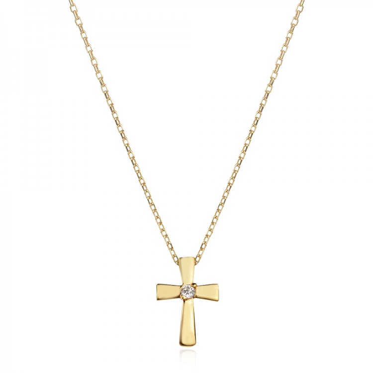 Златно Колие Mini Cross Stone - Колиета