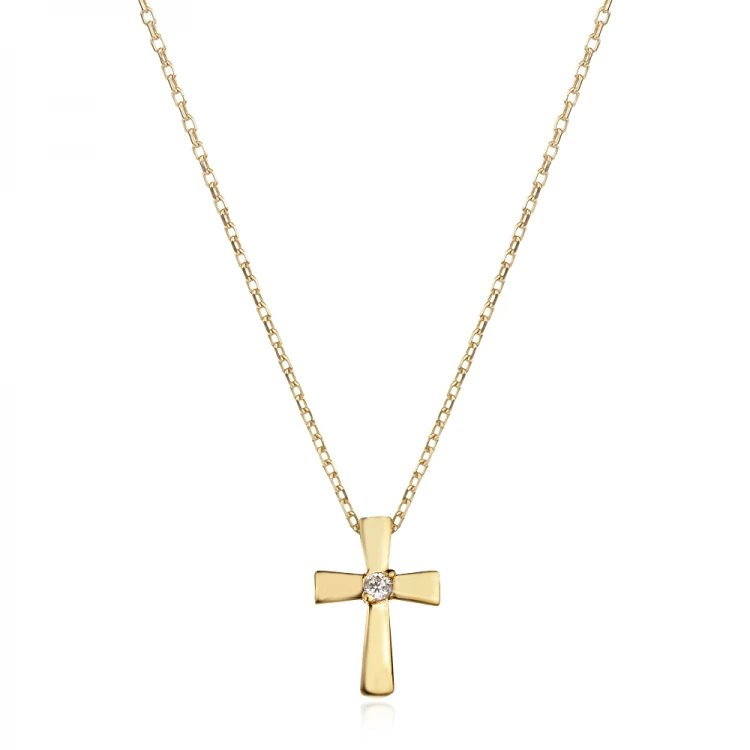Златно Колие Mini Cross Stone Златно Колие Mini Cross Stone