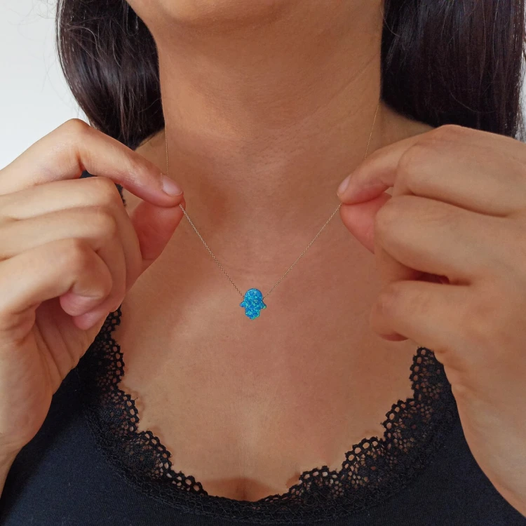 Златно колие Hamsa Opal Златно колие Hamsa Opal