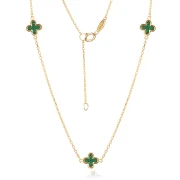 Златно колие Clover Мalachite