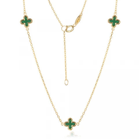 Златно колие Clover Мalachite Златно колие Clover Мalachite