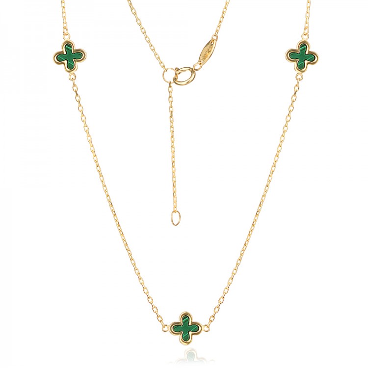 Златно колие Clover Мalachite - Колиета