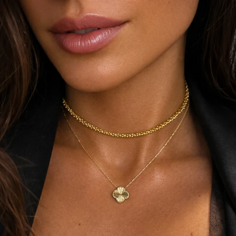 Златно колие Diamond Clover