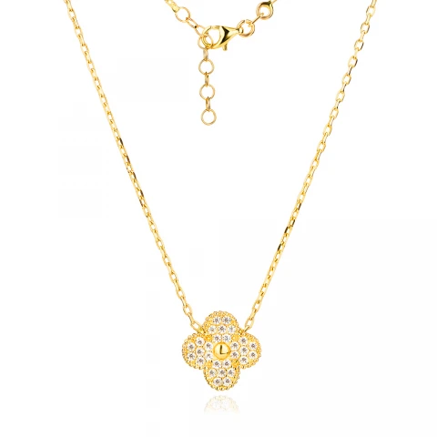 Златно колие Stones Clover
