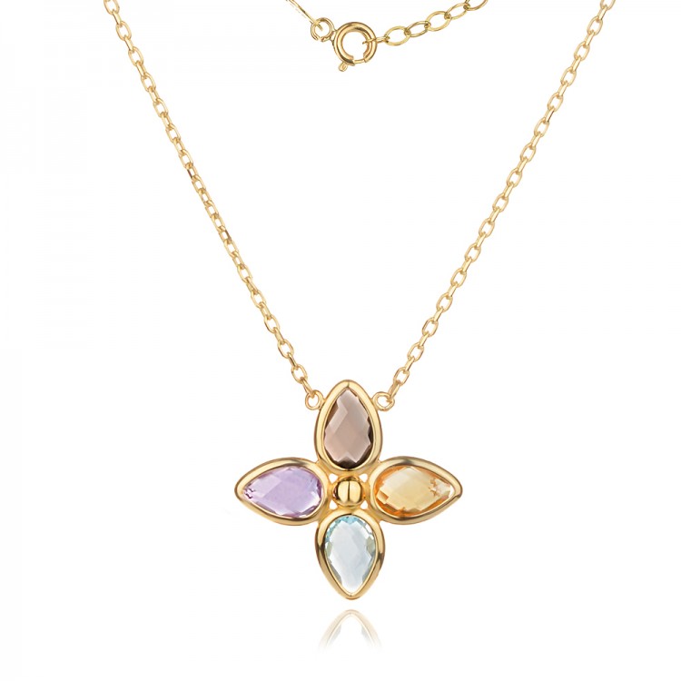 Златно колие Color Flower