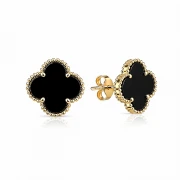 Златни обеци на винт Onyx Clover