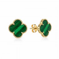 Златни обеци на винт Green Clover