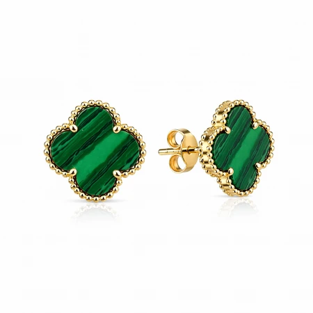Златни обеци на винт Green Clover Златни обеци на винт Green Clover