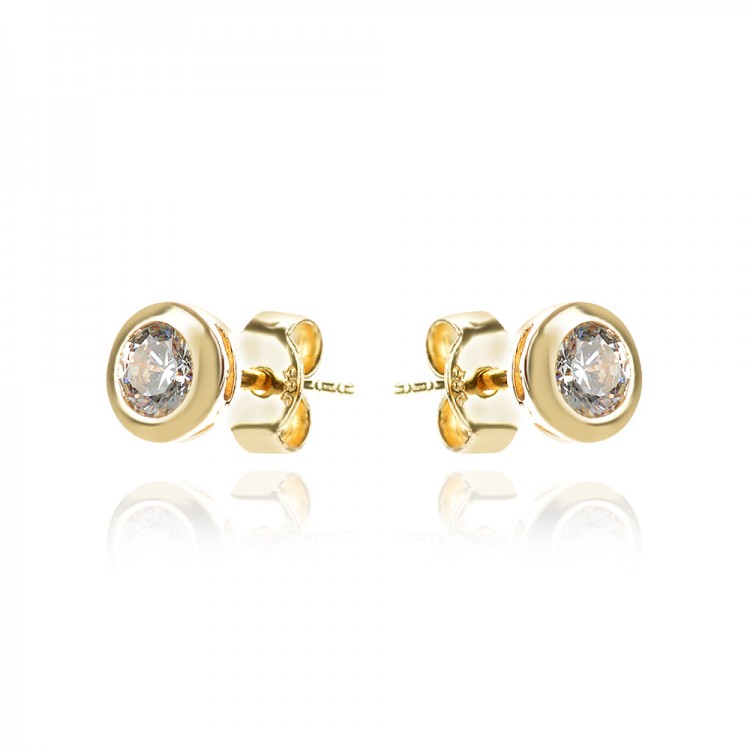 Златни обеци Solitaire earrings - Обеци