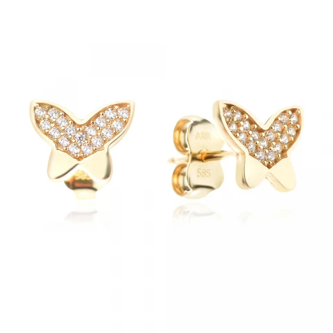 Златни обеци Butterfly Stones