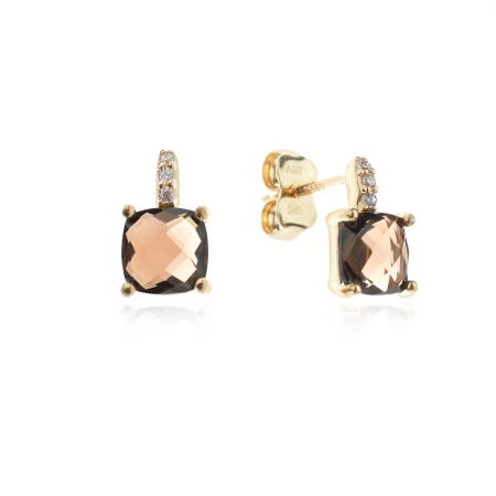 Златни обеци Smoked Topaz Златни обеци Smoked Topaz