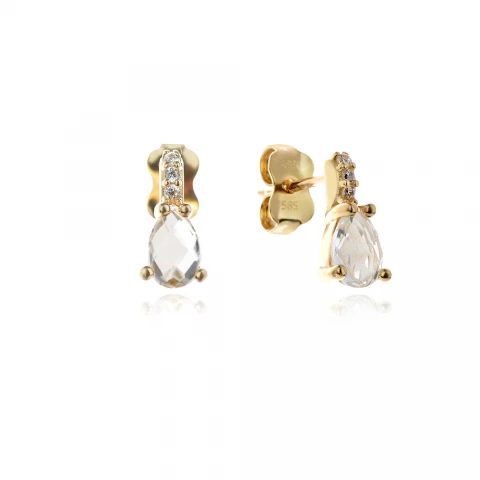 Златни обеци White Topaz