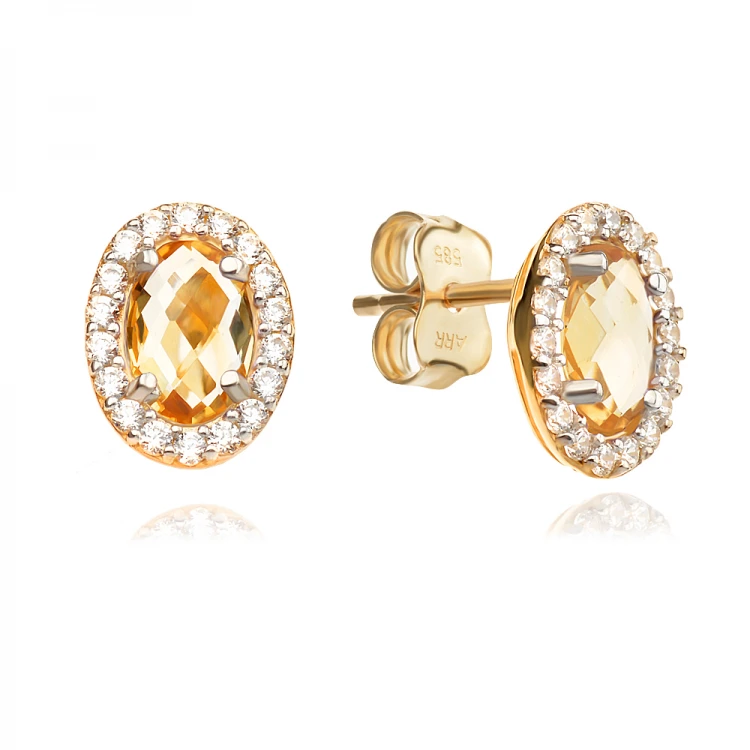 Златни обеци Citrine