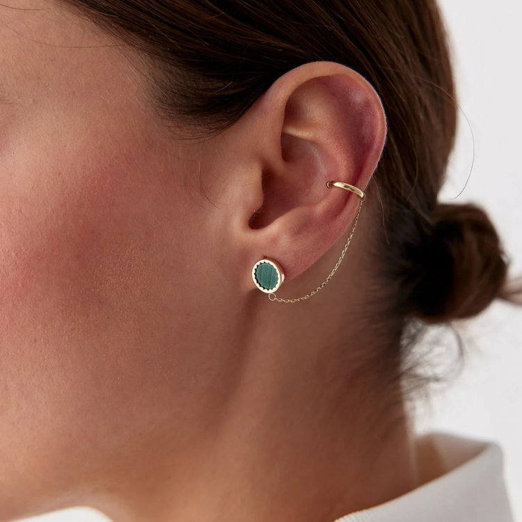 Златни обеци Hera Malachite - BESTSELLERS