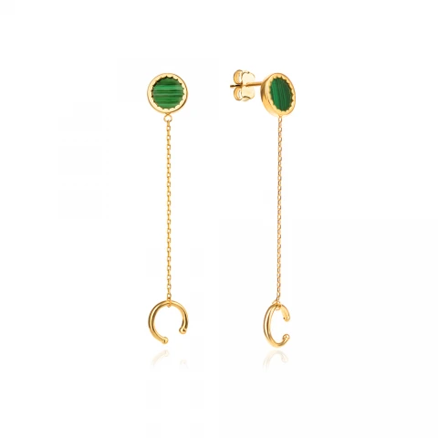 Златни обеци Hera Malachite