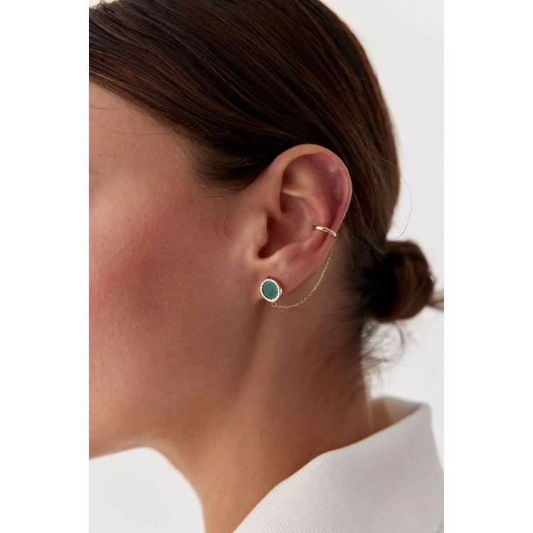 Златни обеци Hera Malachite - BESTSELLERS