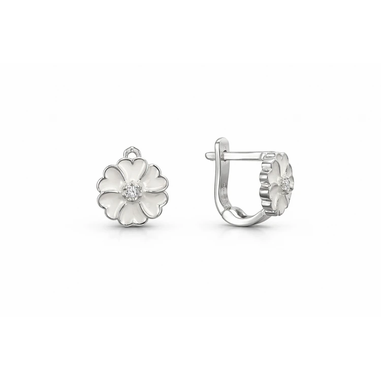 Детски сребърни обеци Flowery